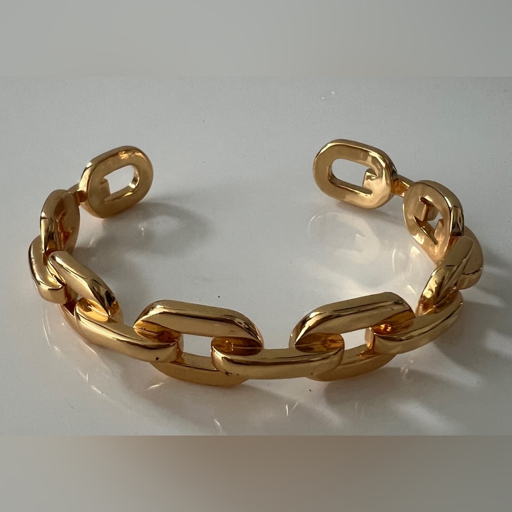 Gold Tone Link Cuff Bracelet - Picture 6 of 8